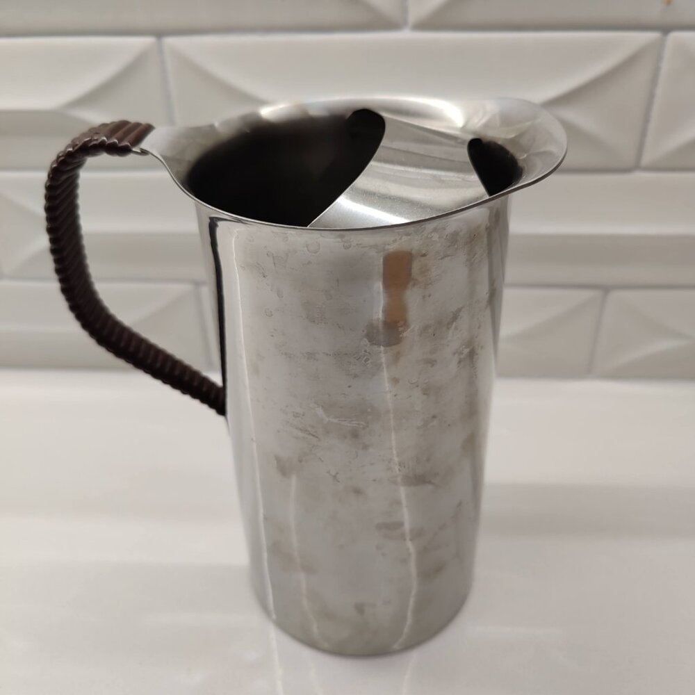 Stainless Steel Water Pitcher - Denmark, Braided handle mid-century modern